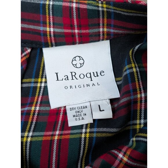 LaRoque Orginal Tartan Print Peplum Ruffle Short Sleeve Top Sz L Preppy Holiday - Picture 9 of 9